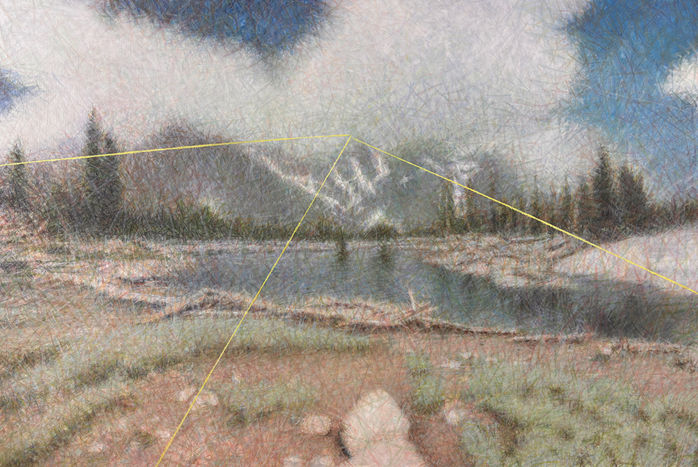 Norman Leto, Un lago di Raytrace, olio su tela 120x80cm, 2024